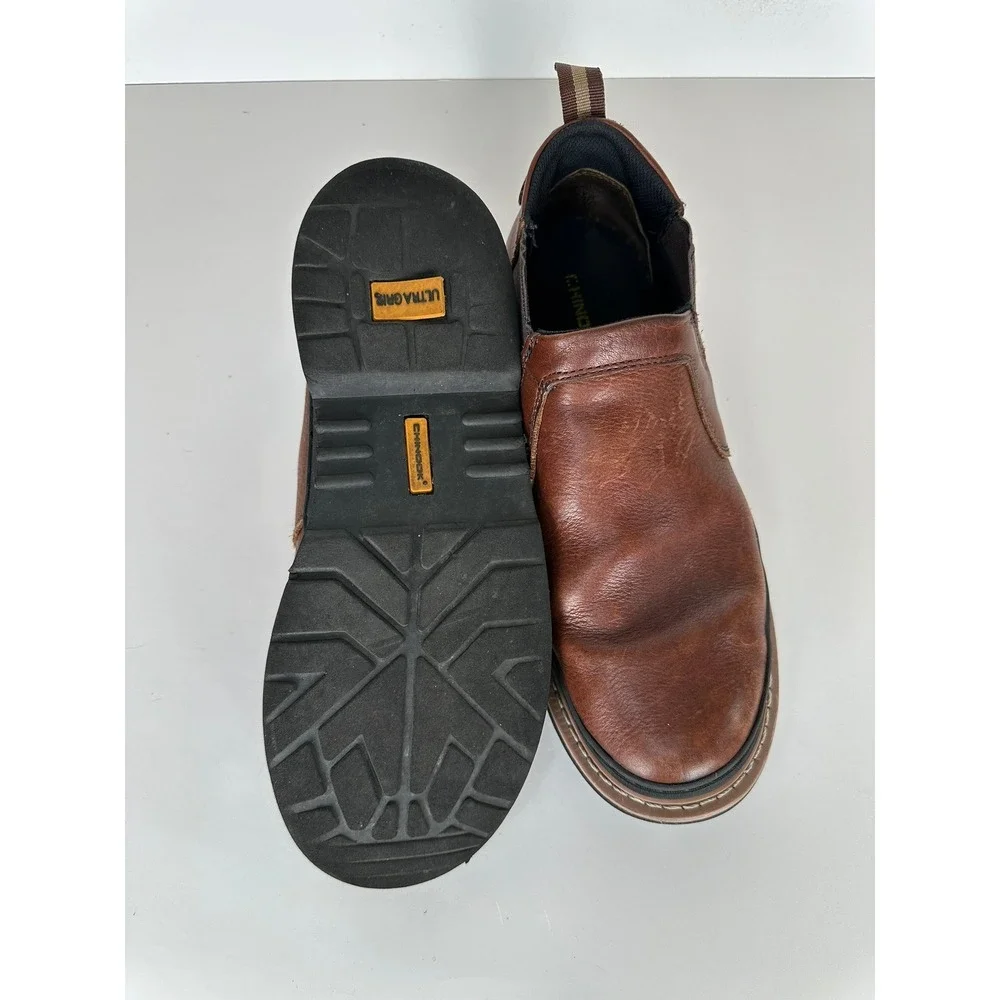 Chinook Mens Brown Leather Slip On Chelsea Boots Size 11 Ultra Grip Work Outdoor